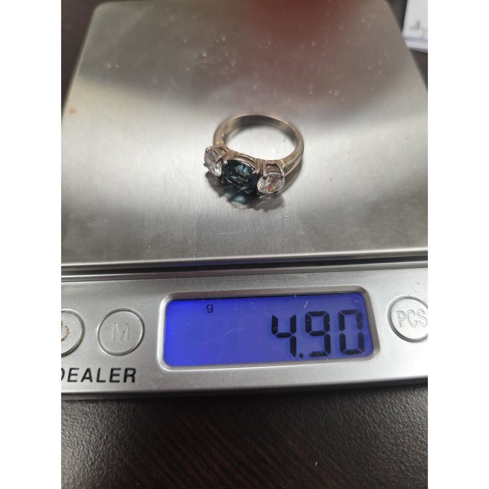 Women's Solitaire White Diamond Topas Promise Ring 925 Silver Size 7 4.89 G - Picture 9 of 16